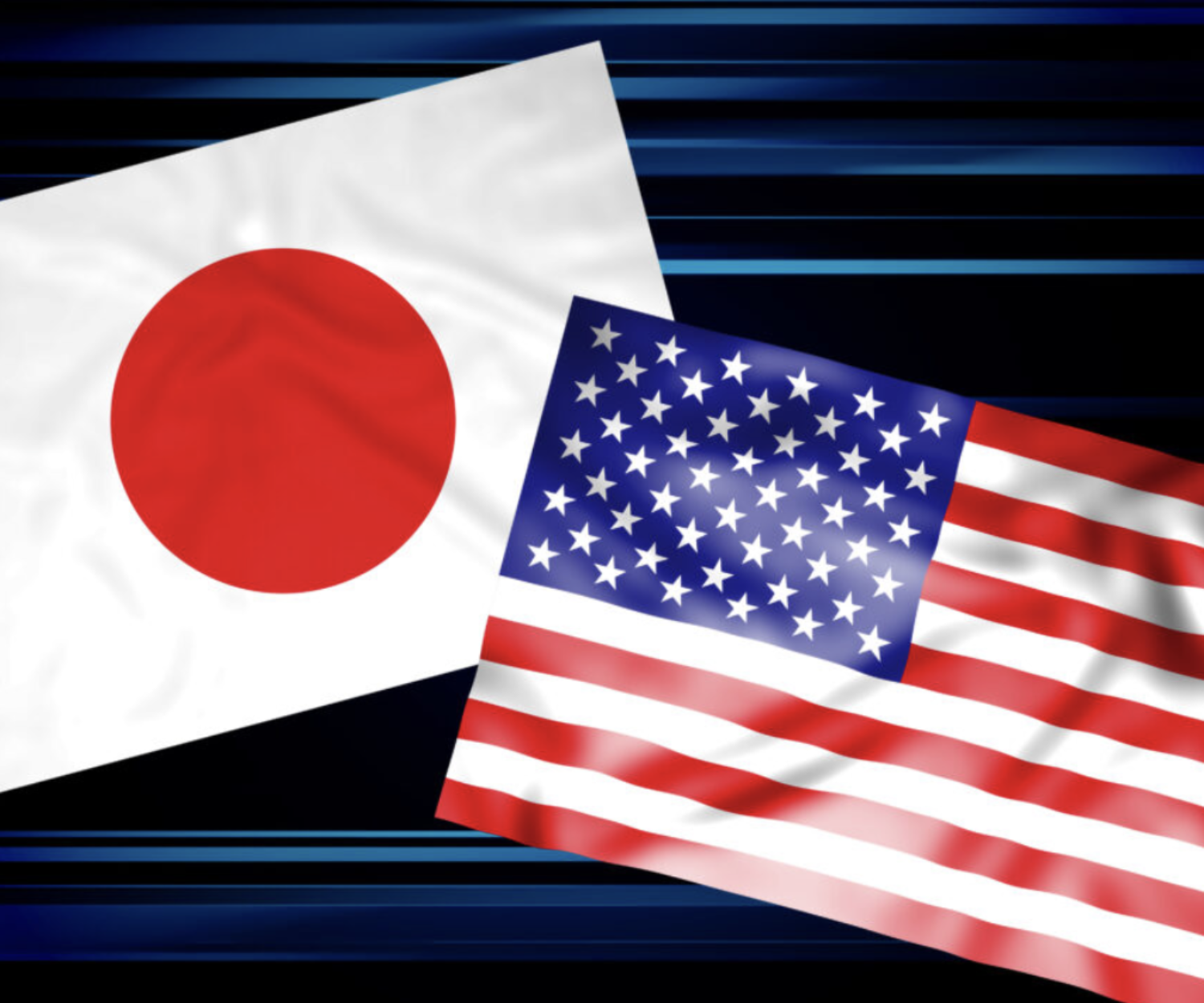 日本の国旗とアメリカ国旗