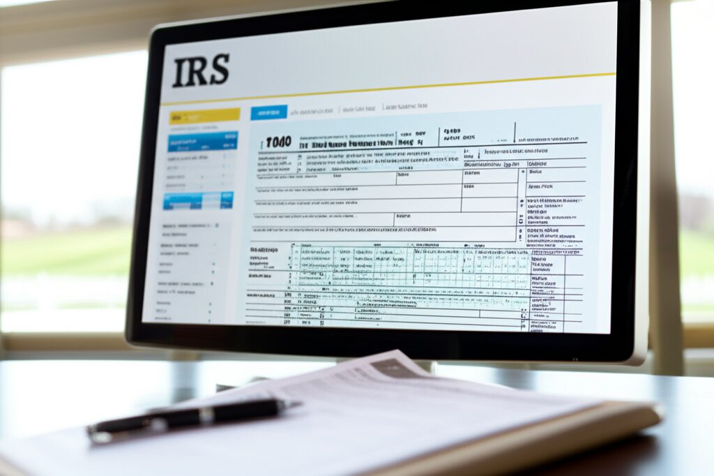 IRS米国税務局のウェブサイトと確定申告書