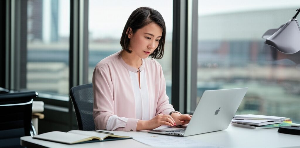 ニューヨークのオフィスで働く日本人女性
