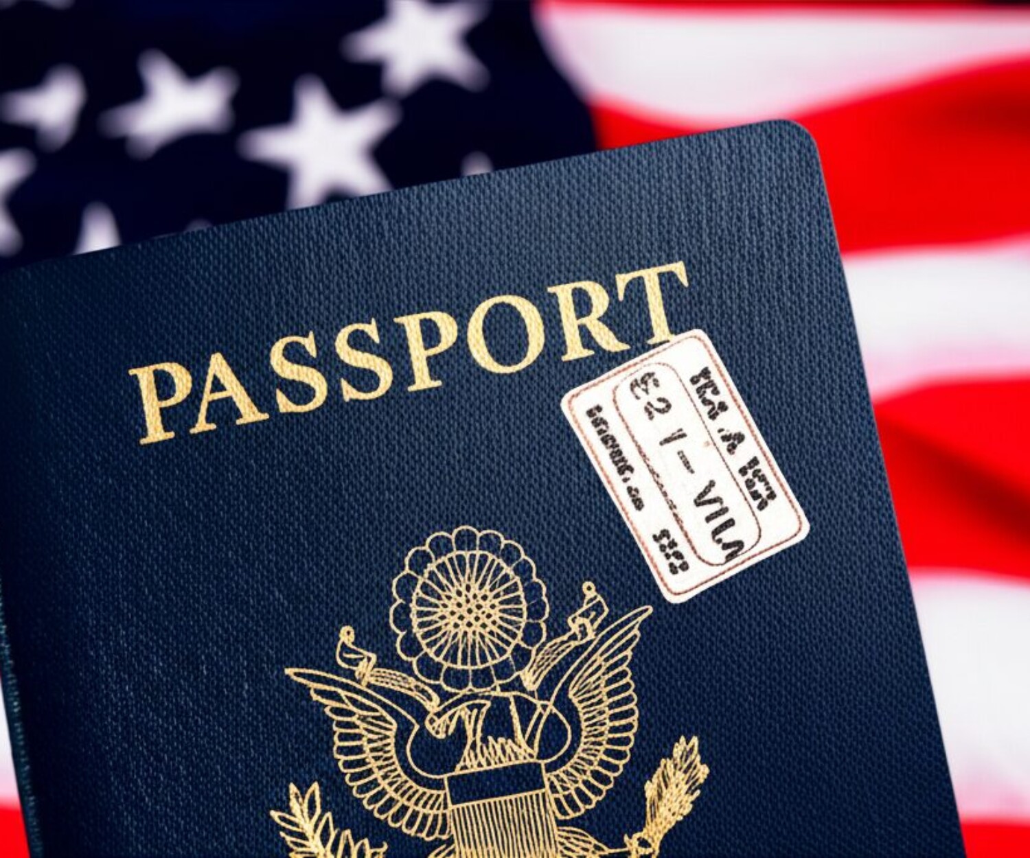 E2ビザスタンプのあるパスポートのクローズアップ