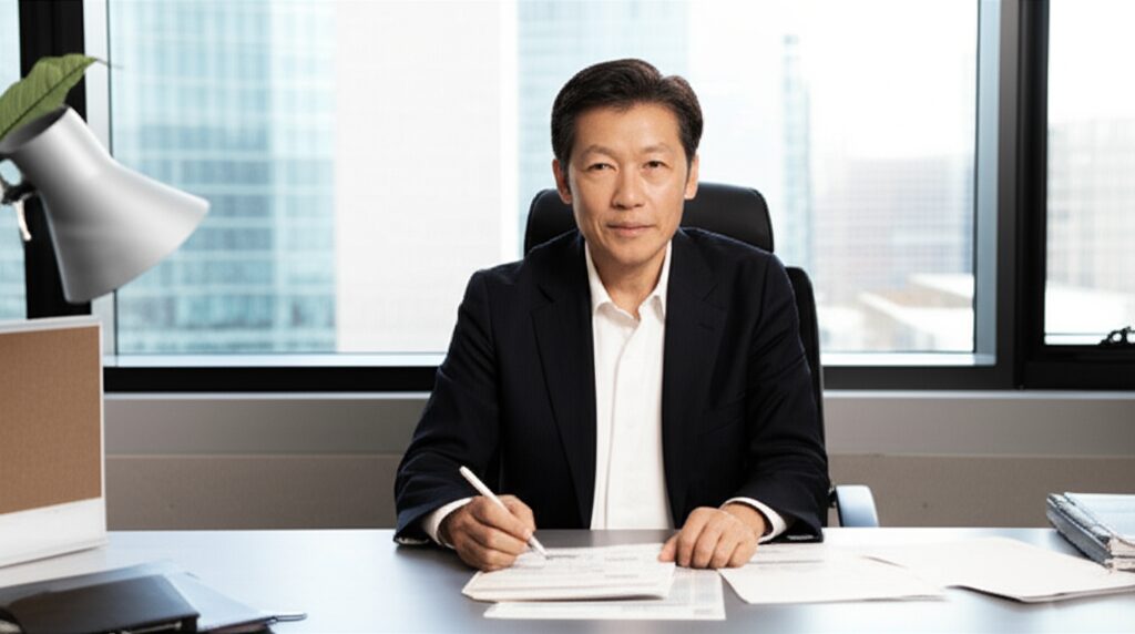 ニューヨークのオフィスで事業計画を検討する経営者