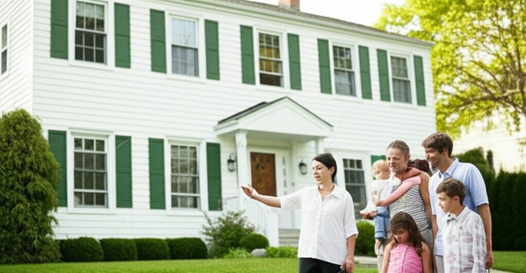 ロングアイランドで物件を案内する不動産エージェント