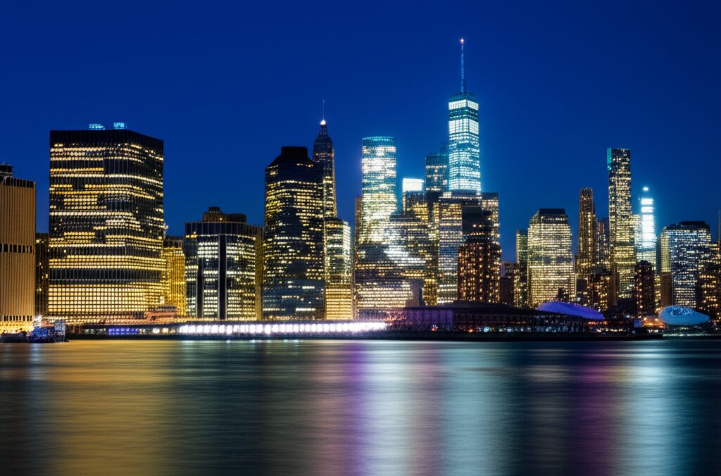 ニューヨークの夜景とビジネスイメージ