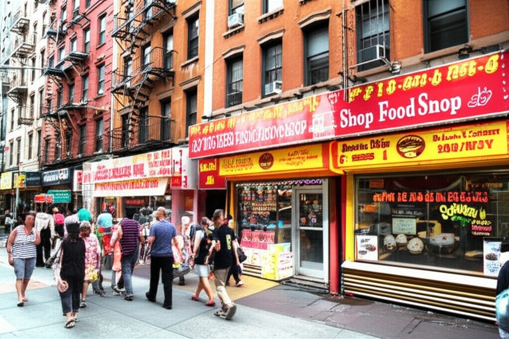 マンハッタンの有名お土産店が並ぶ通り