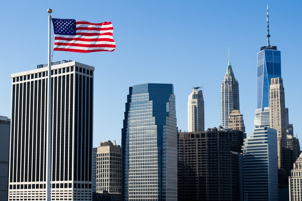 マンハッタンスカイラインとアメリカ進出イメージ