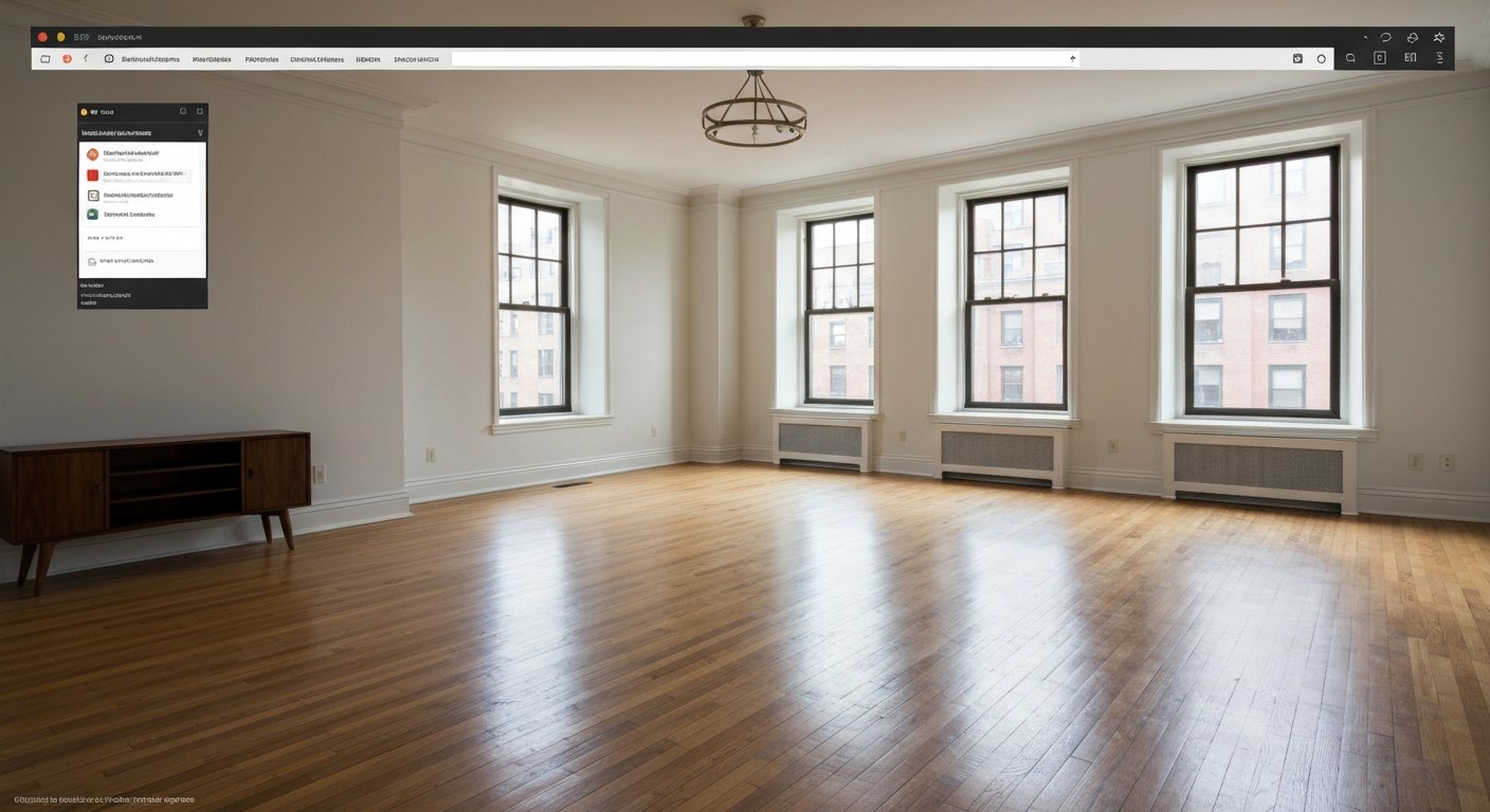 spacious living room interior with large windows and hardwood floors, prewar apartment