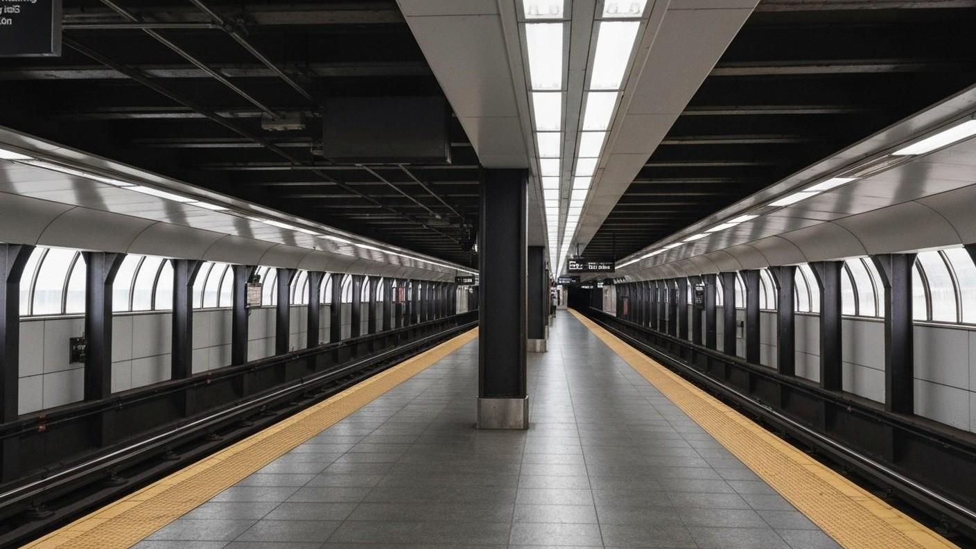 modern subway station platform with clean architecture, New York