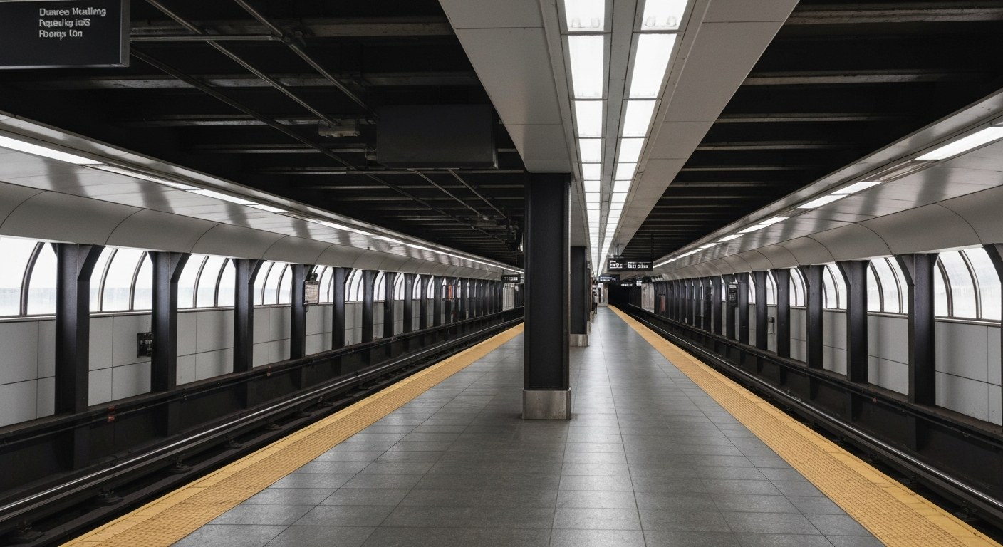 modern subway station platform with clean architecture, New York
